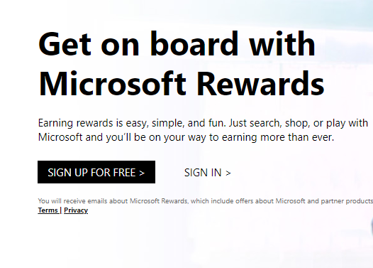microsoft rewards - sign up for free