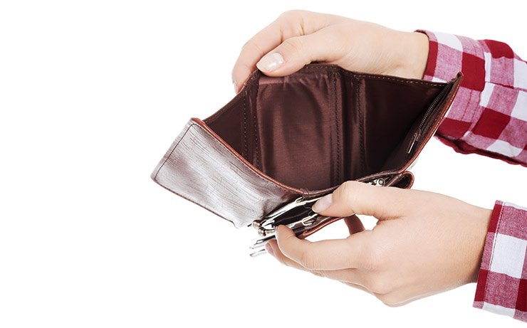 broke person holding wallet