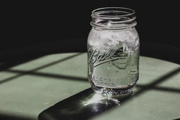 empty mason jar on table