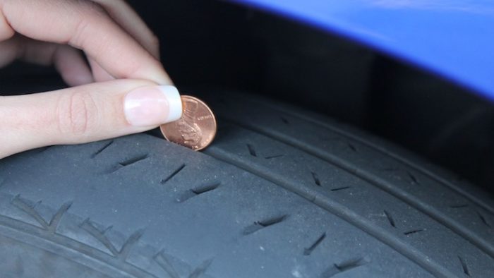 Penny in tire tread