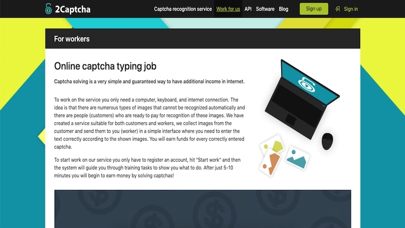 2Captcha homepage