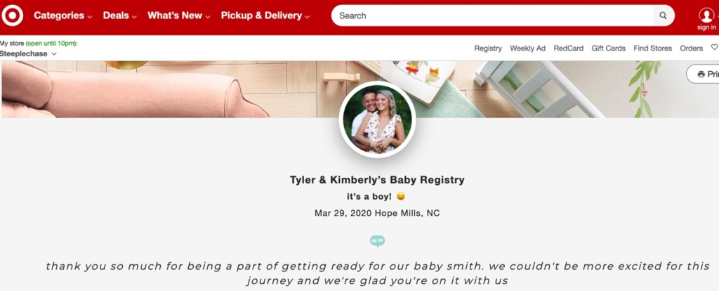 Tyler and Kimberly's baby registry

