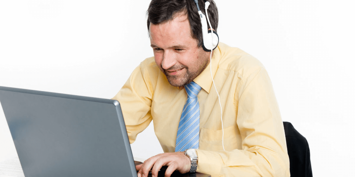 Man at desk working on computer