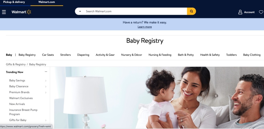 baby registry on Walmart