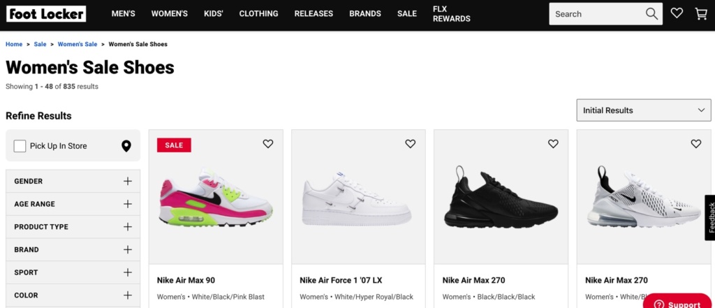 women's sale shoes on Foot Looker website