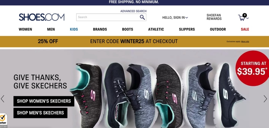 shoes.com homepage