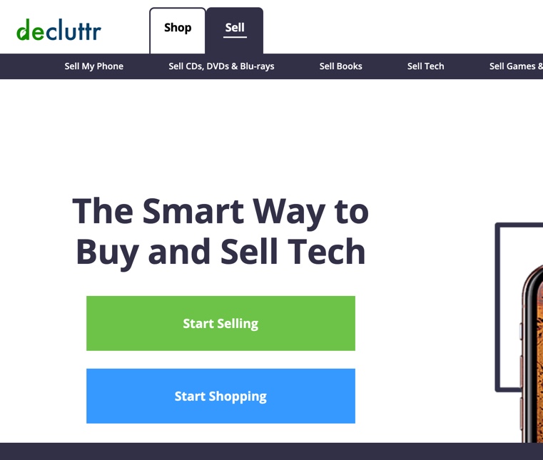 Decluttr homepage start-selling: