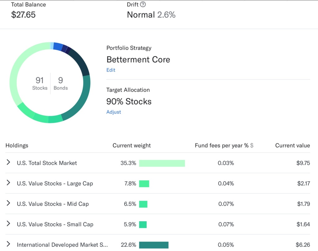 Betterment portfolio