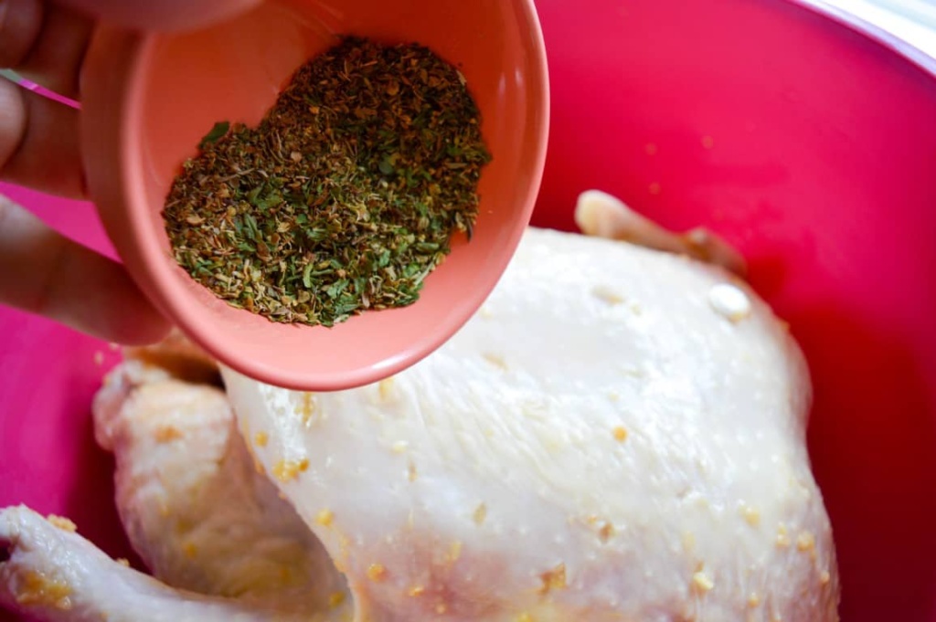 Rub Chicken with Spices 