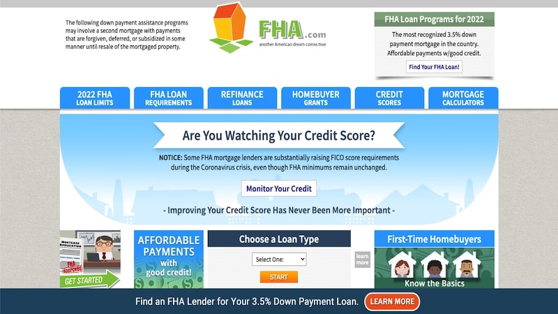 FHA homepage