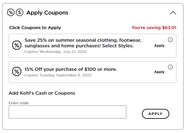 Kohl's Coupons: Promo Codes & Coupon Codes