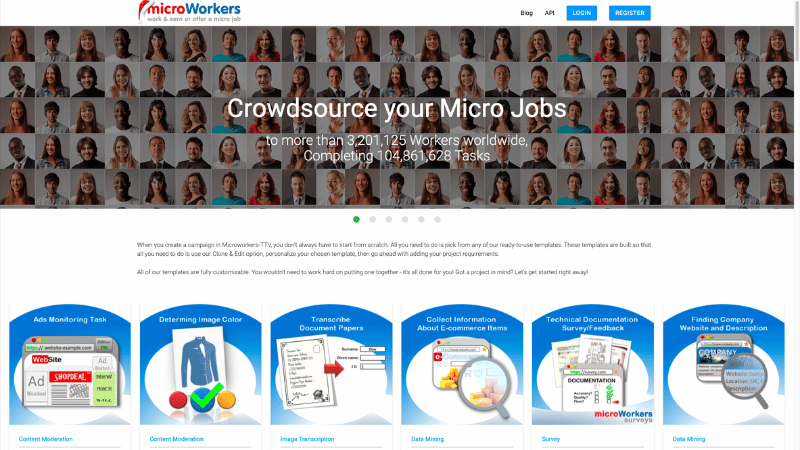 Microworkers home page