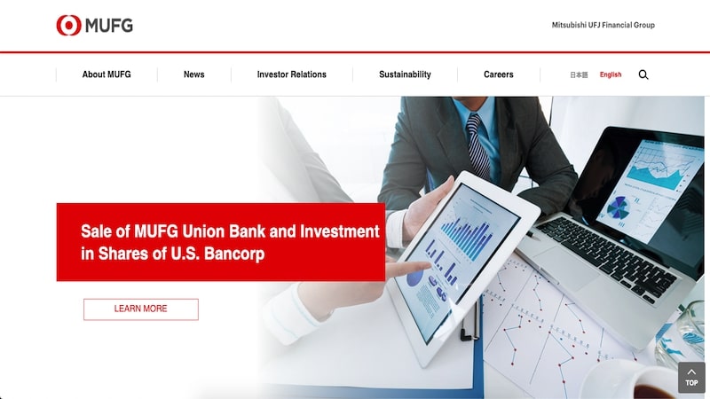 Mitsubishi UFJ Financial Group homepage