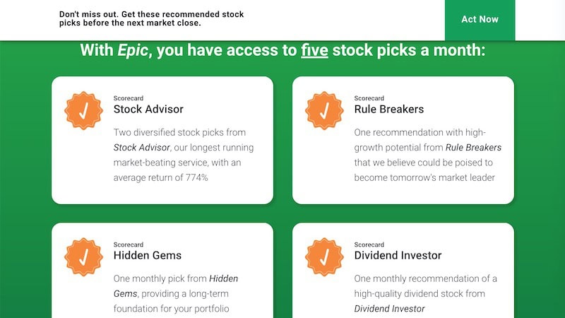 Motley Fool Epic Stock Picks