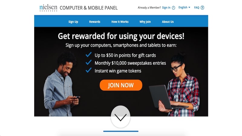 Nielsen Computer and Mobile Panel homepage