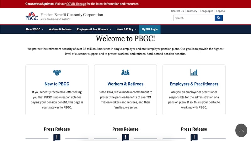 PBGC homepage