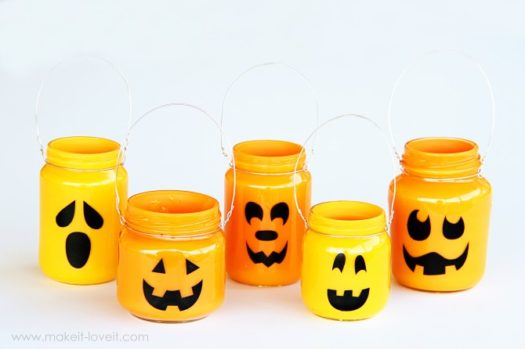 Painted pumpkin jars