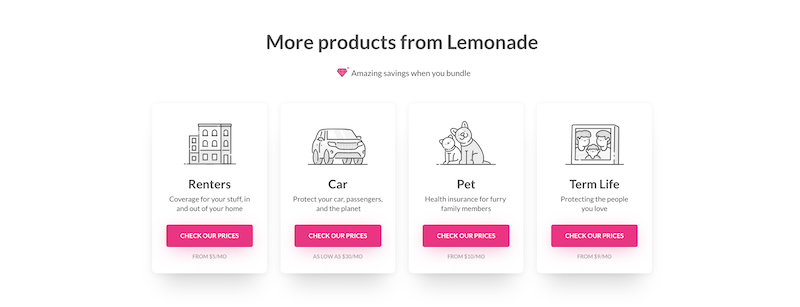 Lemonade insurance products