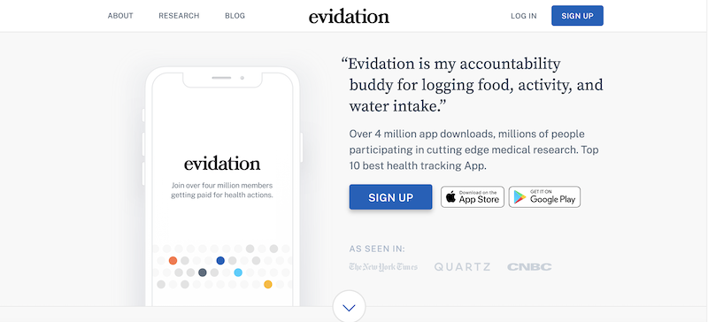 Evidation homepage