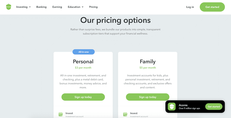 Acorns Pricing