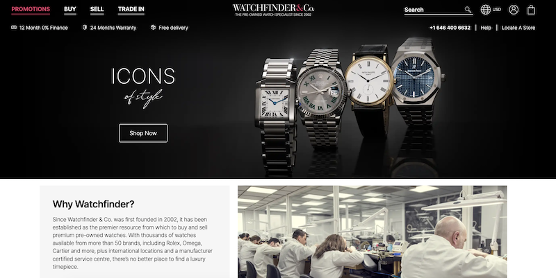 Watchfinder homepage
