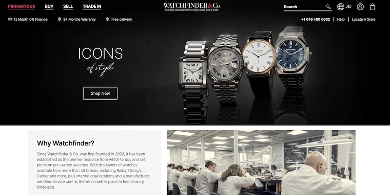 Watchfinder homepage