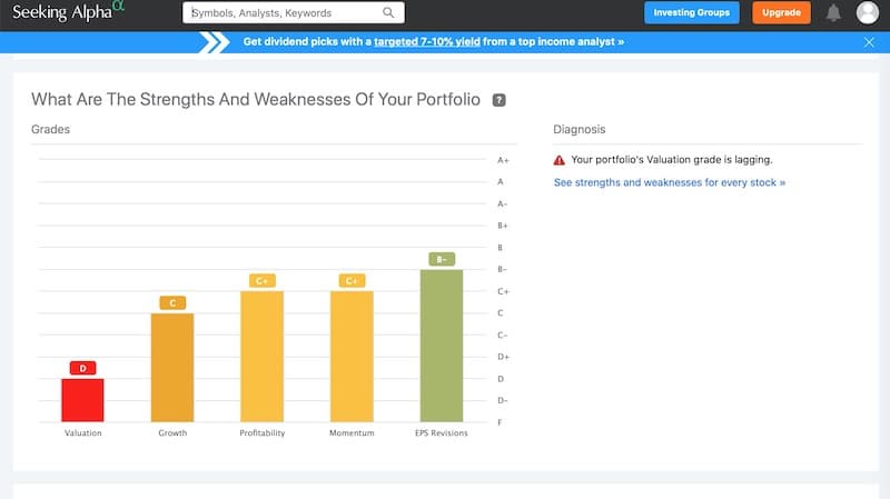 Seeking Alpha Valuation Metrics