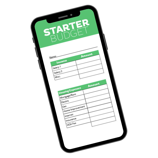 starter budget on a mobile device