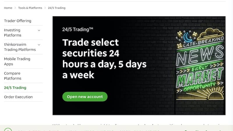 TD Ameritrade 24/5 Trading