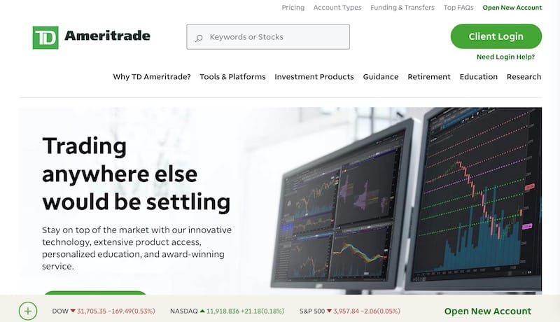 TD Ameritrade homepage