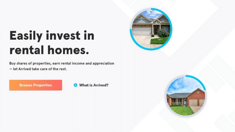 Arrived Homes home page
