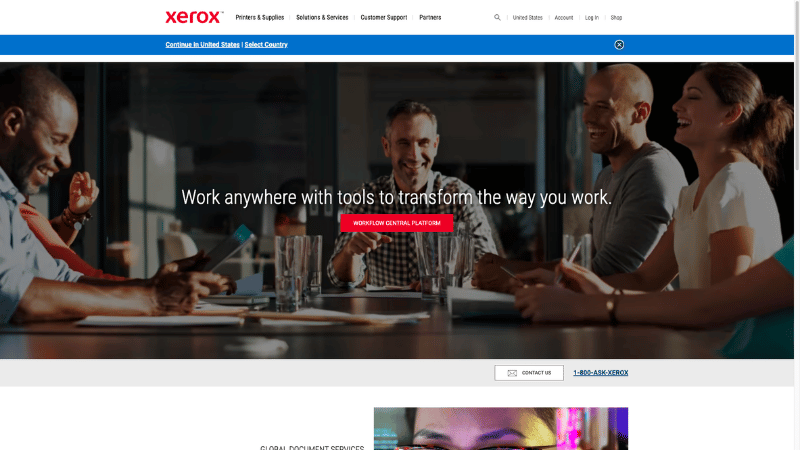 Xerox home page