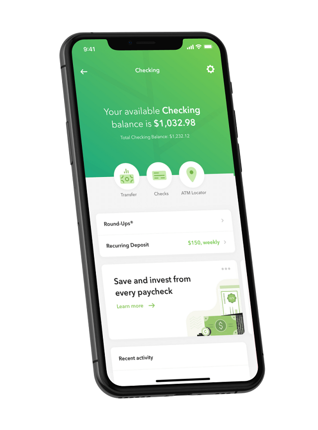 Acorns app - your available checking balance