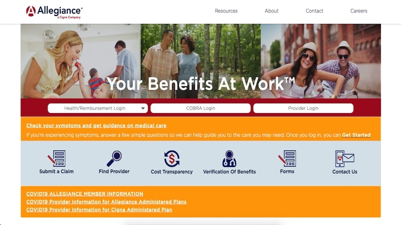 Allegiance benefit plan management homepage