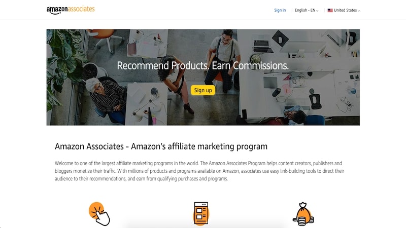 Amazon associates page