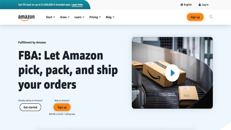 Amazon FBA homepage