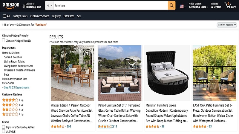 Amazon furniture page