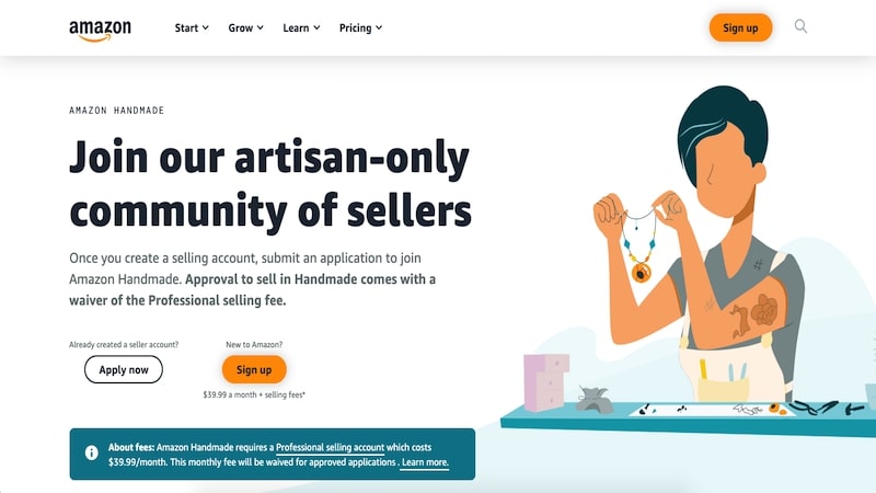 Amazon Handmade homepage