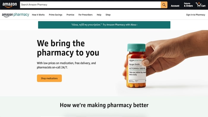 Amazon pharmacy page