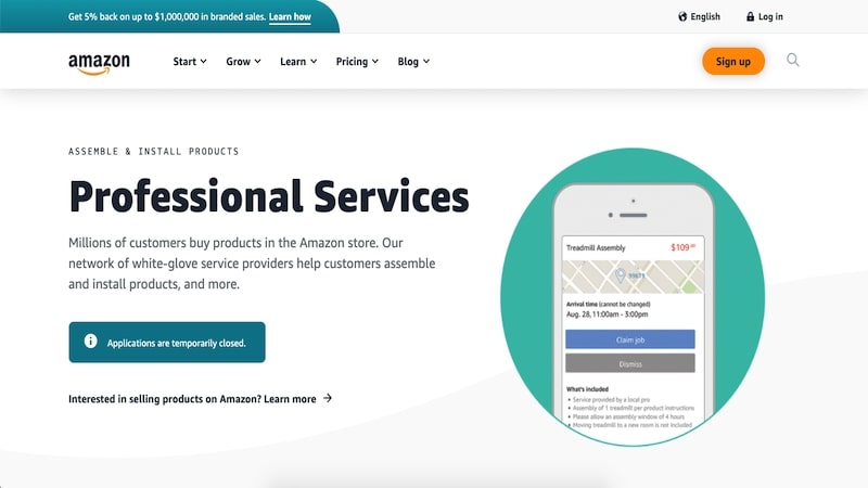 Amazon Services homepage