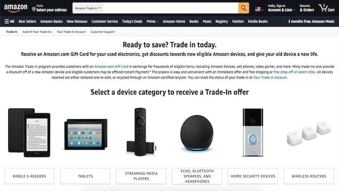 amazon tradein homepage