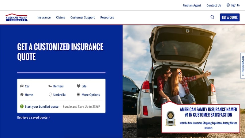 American Family Insurance homepage
