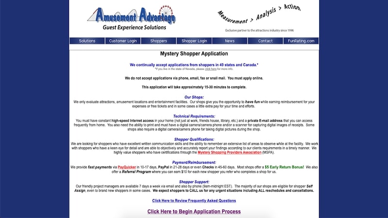 Amusement Advantage homepage
