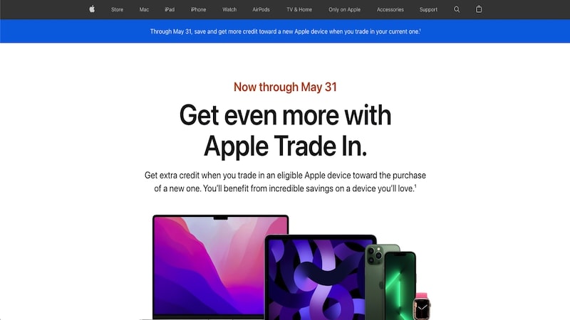 Apple trade in homepage