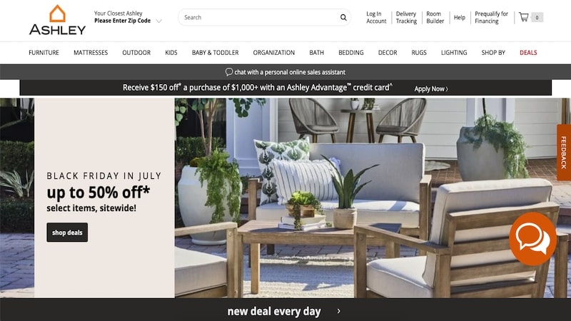 Ashley Furniture homepage