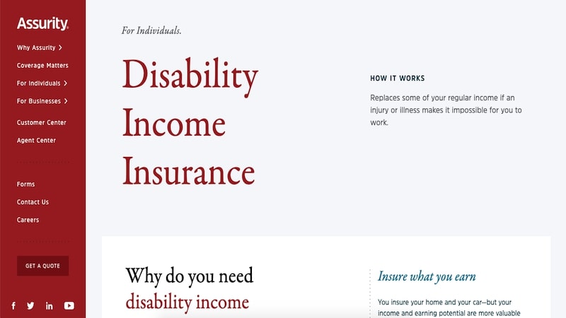 Assurity disability insurance page