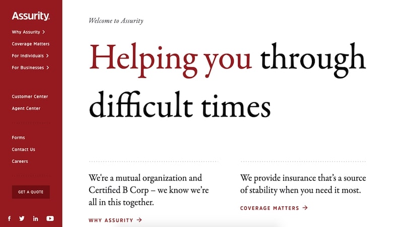 Assurity Insurance homepage