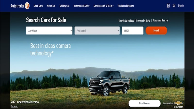 Autotrader home page