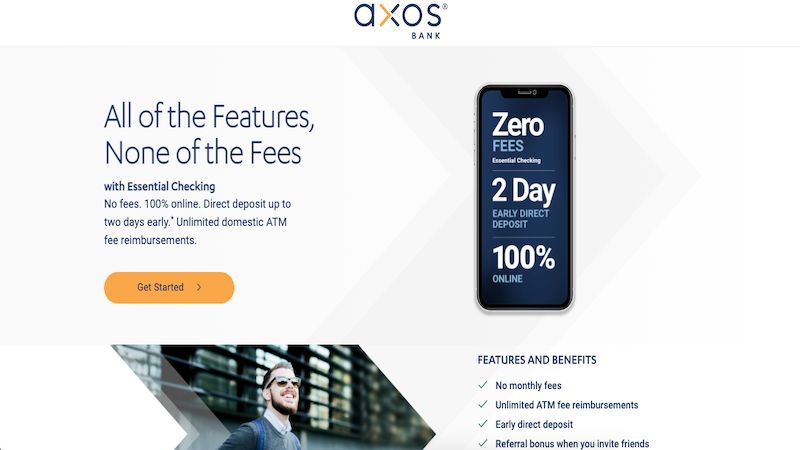 Axos Bank checking homepage