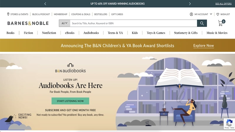 Barnes and Noble homepage